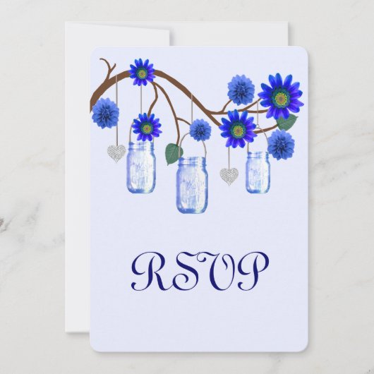 Blue Flowers Mason Jars Response Kaart (Voorkant)