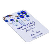 Blue Flowers Mason Jars Save the Date Magnet Magneet (Rechterzijde)