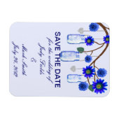 Blue Flowers Mason Jars Save the Date Magnet Magneet (Horizontaal)