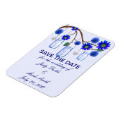 Blue Flowers Mason Jars Save the Date Magnet Magneet (Linkerzijde)