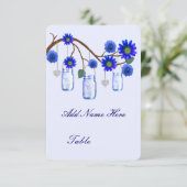 Blue Flowers Mason Jars Table Place Card Kaart (Staand voorkant)