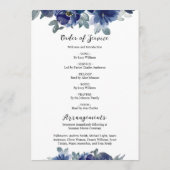 Blue Flowers Memorial Begrafenis Orde van Service Programmakaart (Achterkant)