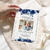 Blue Flowers Memorial Begrafenis Orde van Service Programmakaart