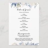 Blue Flowers Memorial Funeral Order of Service Programmakaart (Achterkant)
