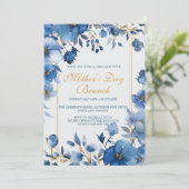 Blue Flowers Moederdag Brunch Uitnodiging (Staand voorkant)