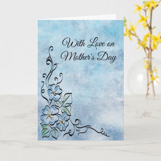 Blue Flowers Moederdag Kaart (Gele Bloem)