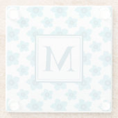 Blue Flowers Monogram Initiaal Glazen Onderzetter (Achterkant)