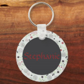 Blue Flowers  Name Button Sleutelhanger (Voorkant)