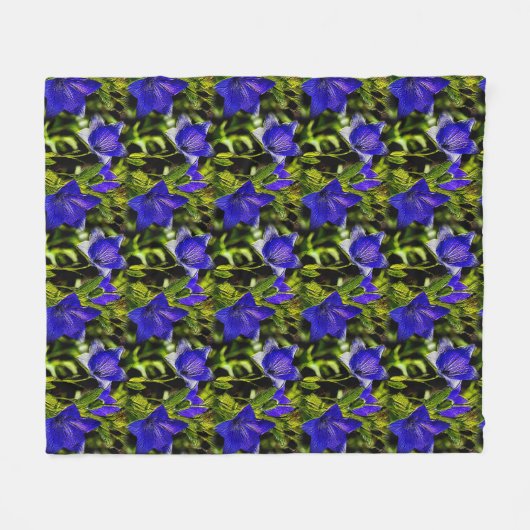 Blue Flowers Natuur Art Pattern Fleece Deken (Voorkant (Horizontaal))
