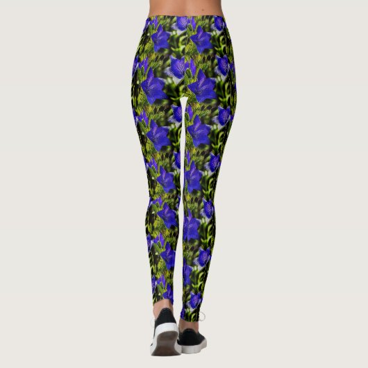 Blue Flowers Natuur Art Pattern Leggings (Achterkant)