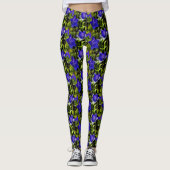 Blue Flowers Natuur Art Pattern Leggings (Voorkant)