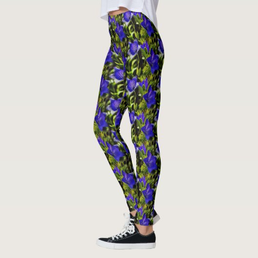 Blue Flowers Natuur Art Pattern Leggings (Links)