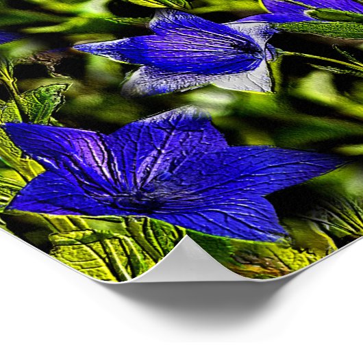 Blue Flowers Natuur Art Pattern Poster (Hoek)