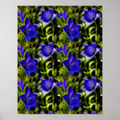 Blue Flowers Natuur Art Pattern Poster (Voorkant)