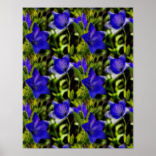 Blue Flowers Natuur Art Pattern Poster