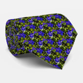 Blue Flowers Natuur Kunst Klein Patroon Stropdas (Opgerold)