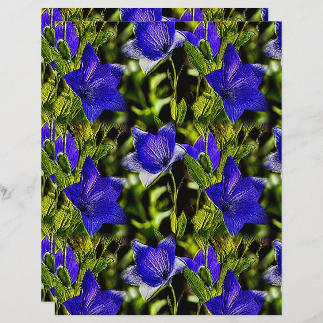Blue Flowers Natuur Pattern Scrapbook (Voorkant / Achterkant)