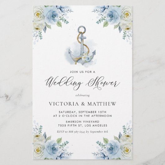 Blue Flowers Nautical Wedding Shower (Voorkant)