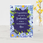 Blue Flowers Niece Gefeliciteerd Afstuderen Kaart (Gele Bloem)