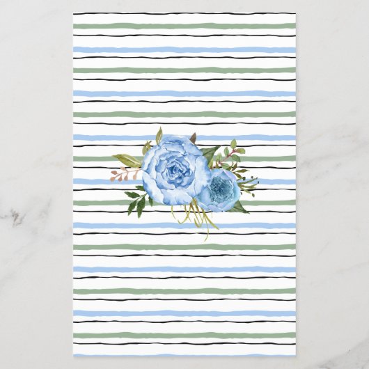 Blue Flowers Noem dat Tea Vrijgezellenfeest Game K Flyer (Achterkant)