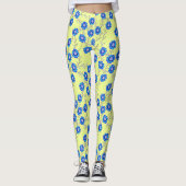 Blue Flowers on Yellow Leggings (Voorkant)