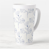Blue flowers outline drawing in ink  latte mok (Rechterhoek)