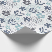 Blue Flowers Patroon Cadeaupapier (Hoek)