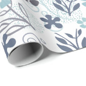 Blue Flowers Patroon Cadeaupapier (Rol Hoek)