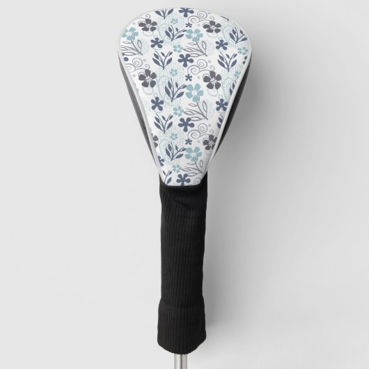 Blue Flowers Patroon Golfheadcover (Voorkant)