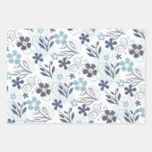 Blue Flowers Patroon Inpakpapier Vel (Voorkant 3)