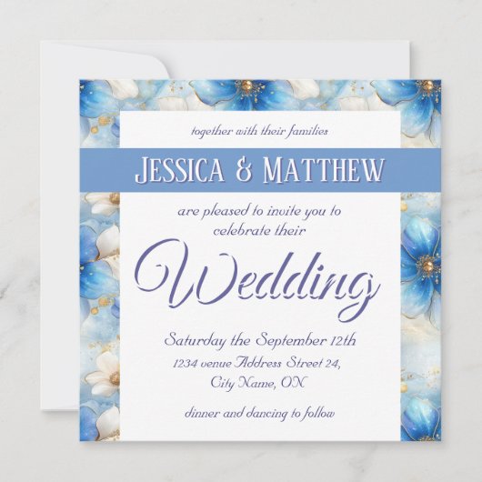 Blue Flowers Patroon Kaart (Voorkant)