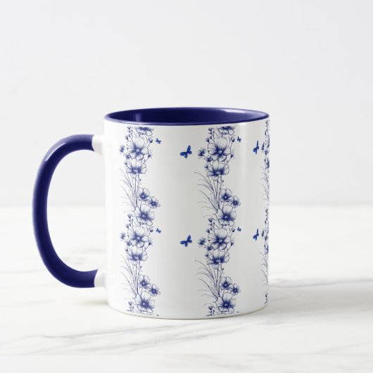 Blue Flowers patroon koffie mok (Links)