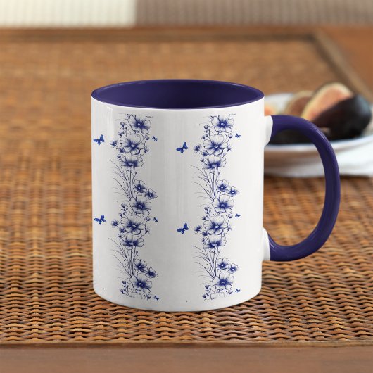 Blue Flowers patroon koffie mok