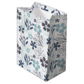 Blue Flowers Patroon Medium Cadeauzakje (Achterkant Gekanteld)