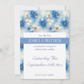 Blue Flowers Patroon Save The Date (Voorkant)