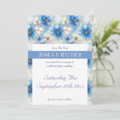 Blue Flowers Patroon Save The Date (Staand voorkant)