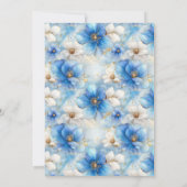 Blue Flowers Patroon Save The Date (Achterkant)