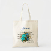 Blue Flowers Personalized Name Canvas tas (Voorkant)