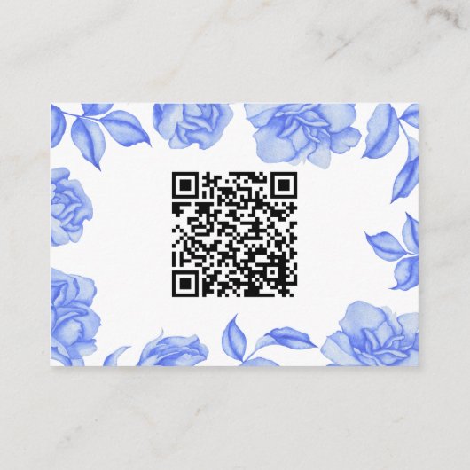 Blue Flowers - QR Code Bridal Shower Registry  Informatiekaartje (Achterkant)