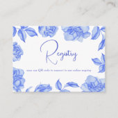 Blue Flowers - QR Code Bridal Shower Registry  Informatiekaartje (Voorkant)