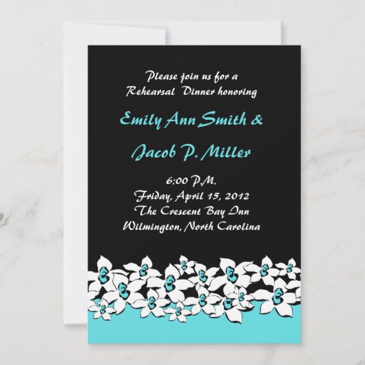 Blue Flowers Real Dinner Invitations Kaart (Voorkant)