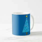 Blue Flowers Retro Moderne kerstboom Koffiemok (Voorkant rechts)