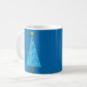 Blue Flowers Retro Moderne kerstboom Koffiemok (Voorkant links)