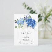Blue Flowers Ribbon Mason Jar Bruids Briefkaart (Staand voorkant)