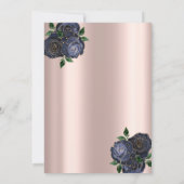 Blue Flowers Roos Gold First Heilige Communie Kaart (Achterkant)