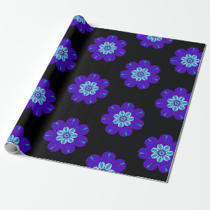 Blue Flowers Simple Geometric Petal Calm Designer Cadeaupapier