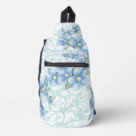 Blue Flowers Sling Bag (Voorkant)