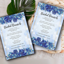 Blue Flowers Sparkly Elegant Bridal Brunch Menu