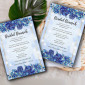 Blue Flowers Sparkly Elegant Bridal Brunch Menu