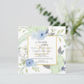 Blue Flowers Square uitnodiging (Staand voorkant)